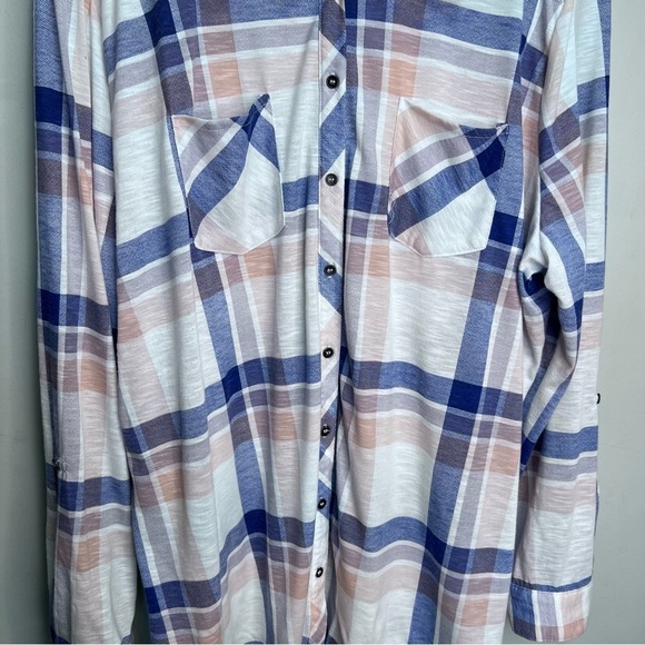 Warehouse One Plaid Button Down Shirt Floral Lace - Picture 3 of 10